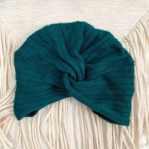 Knit Turban Beanie - dark green -  NWOT